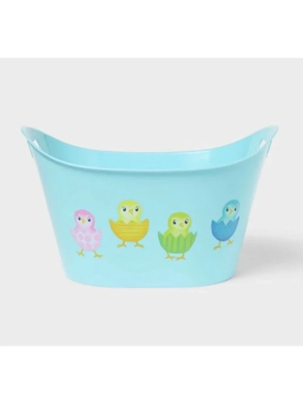 Target Happy Easter Plastic Tub Light Blue - Spritz™ Handles Bunny Chicks